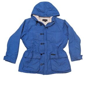 VTG Ralph Lauren Blue Hooded Jacket Men's Large Full Zip Button Up‎ Coat 90s